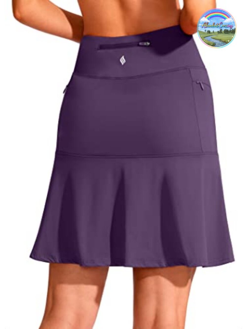 SANTINY 19" Ruffled Golf Skort High Waist Knee Length UPF50+ Athletic